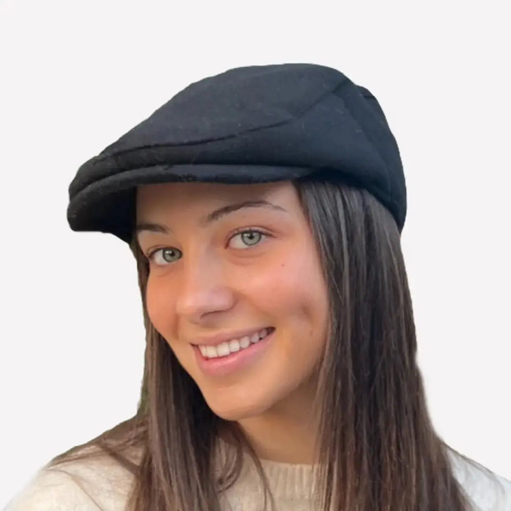 Unisex Newsboy Cap - Black Suede