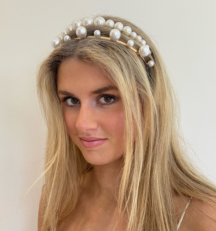 Headband - Gold White Pearl