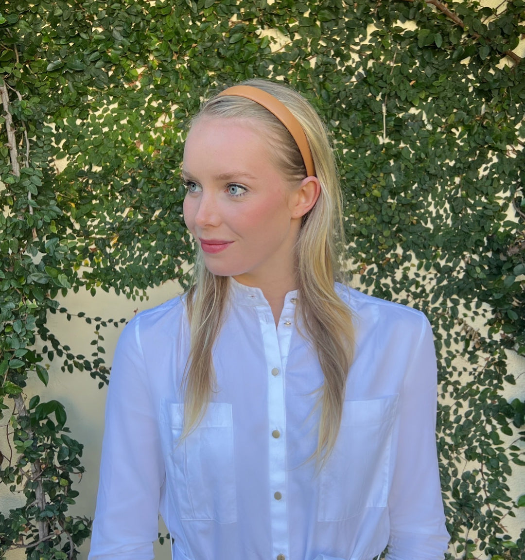 Headband Vegan Leather 2.2cm - Tan