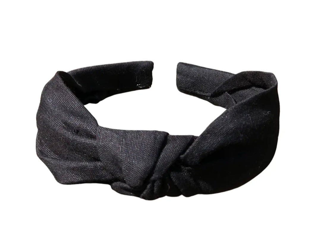 Headband- Linen Structured headband in Jet Black