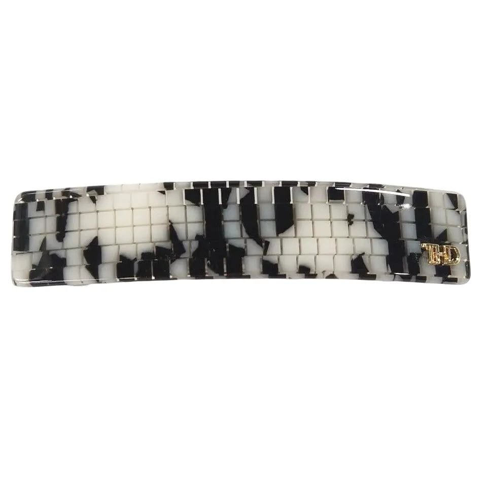 Acetate Barrette - Black/white monochrome