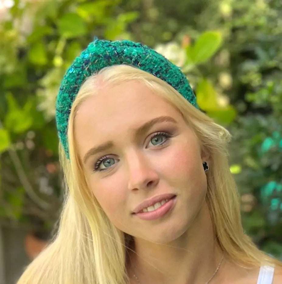 Plaid Knotted Headband in Green