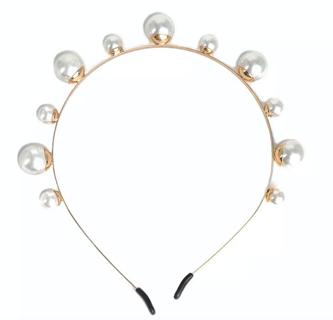 Headband - Gold White Pearl
