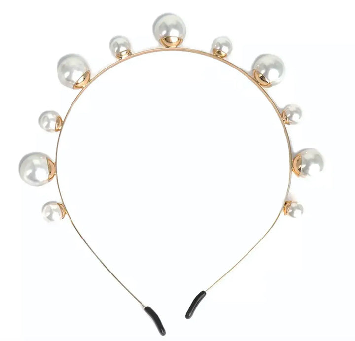 Headband - Gold White Pearl