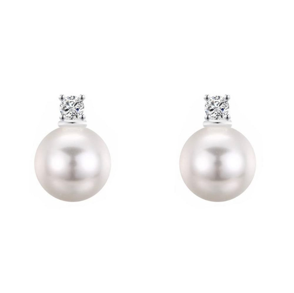 WS Kai White Pearl & Zirconia Pendant on sterling silver neck