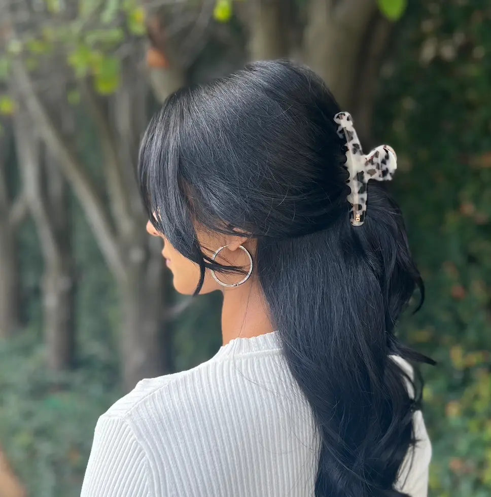 Acetate Line Hair Claw 11.5cm Light Turtle