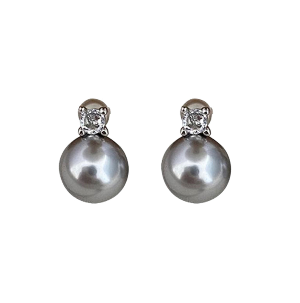 Kai Round Black Pearl & Zirconia Pendant on sterling silver neck