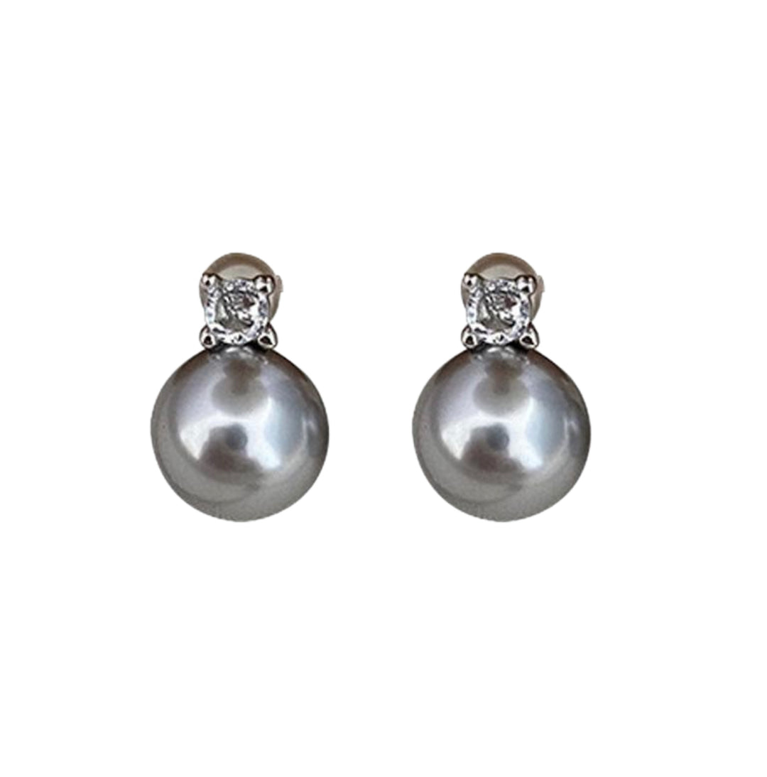 Kai Round Black Pearl & Zirconia Pendant on sterling silver neck