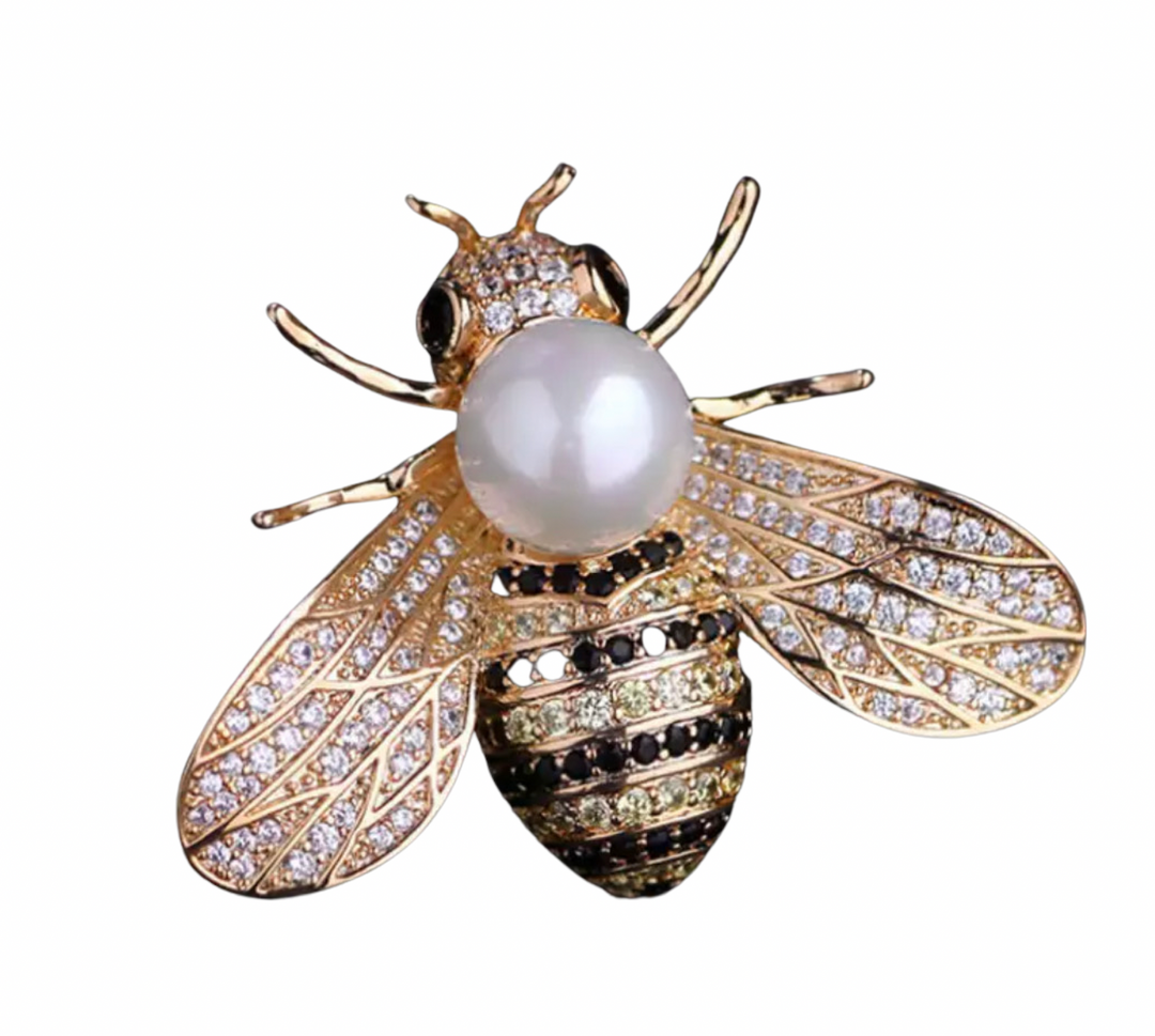Brooch- Gold Pearl Bee
