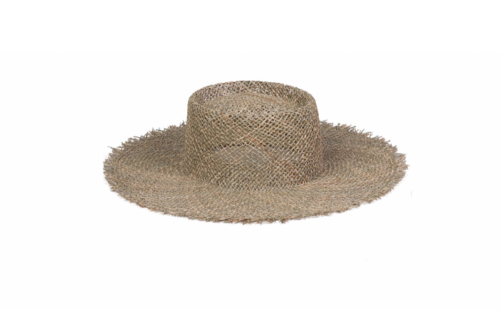 100% Seagrass Boater Wide Fringe brim with Optional Grossgrain Ribbon Tania Hird Designs
