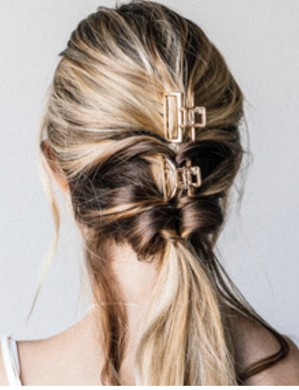 WS - Mini open shape hair claw clips in hermatite  787099897871