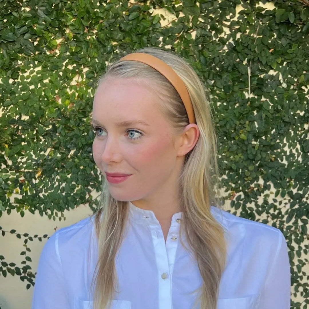 WS Vegan Leather Headband 2.2cm - Tan - Image 1