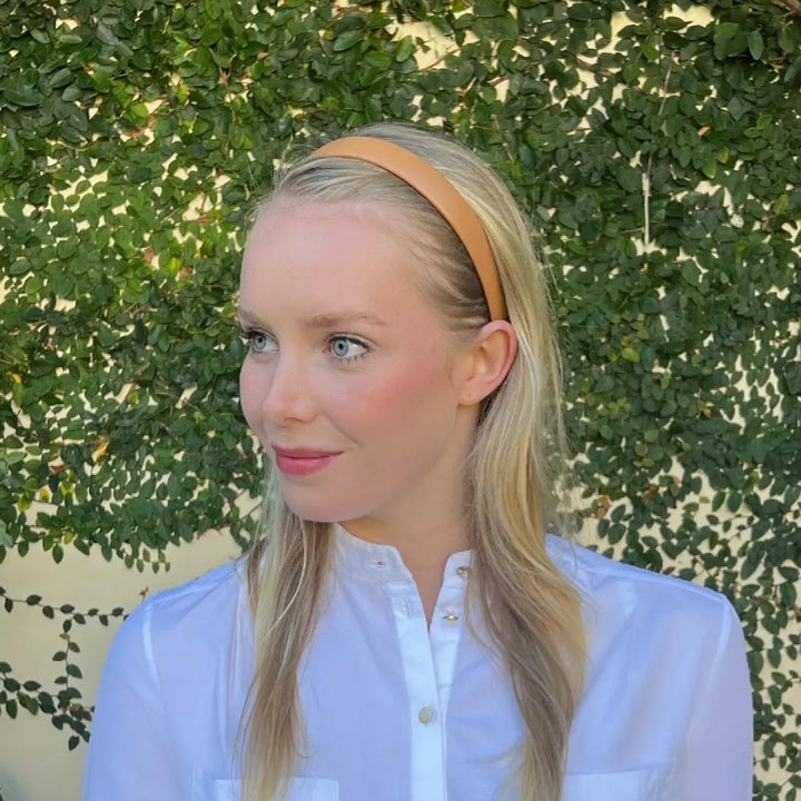 WS Vegan Leather Headband 2.2cm - Tan - Image 1