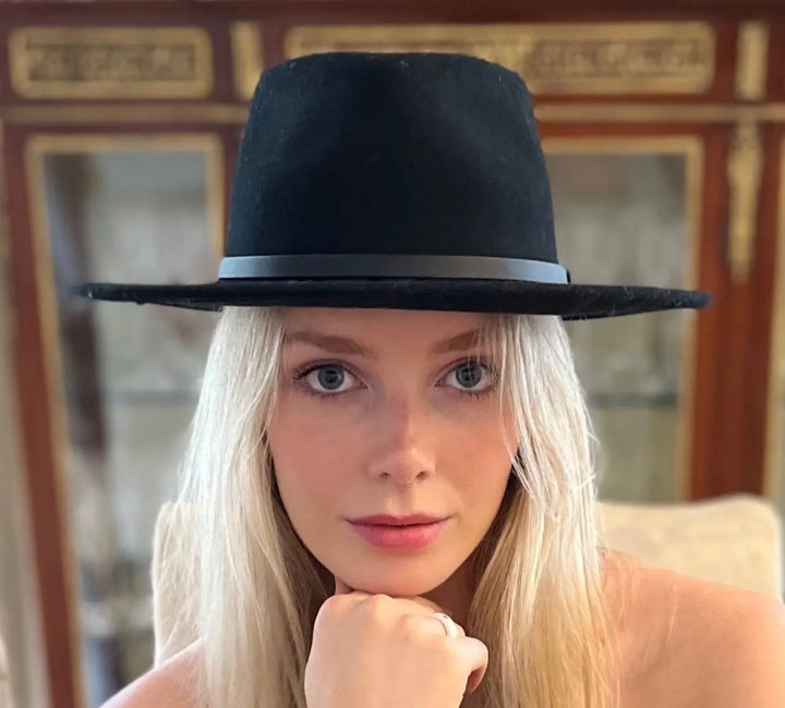 Premium 100% Australian Wool Teardrop Fedora - Black