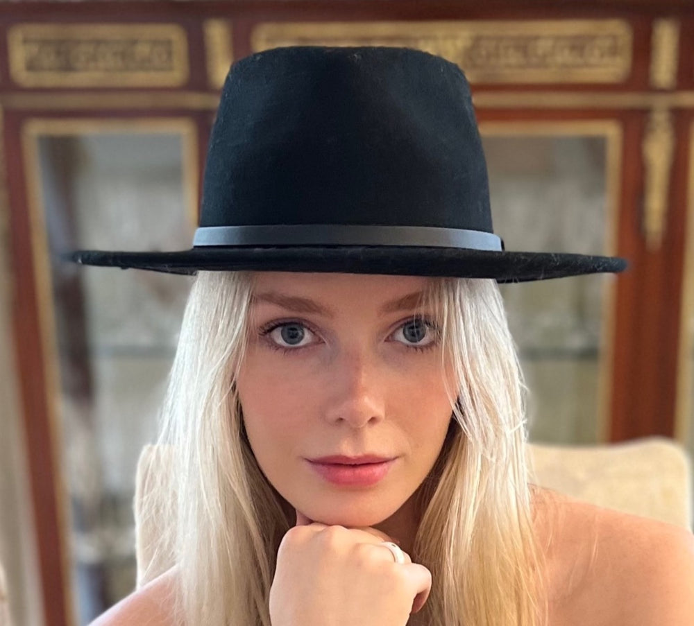 Premium 100% Australian Wool Teardrop Fedora - Black