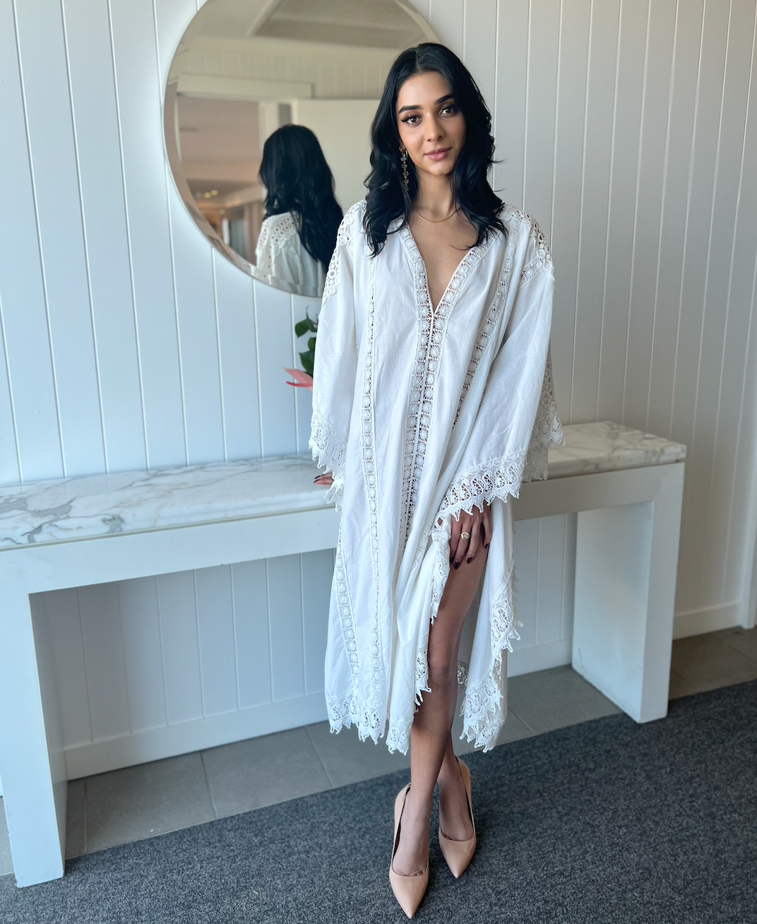 WS Celine Cotton & Lace Dress in White Tania Hird Designs