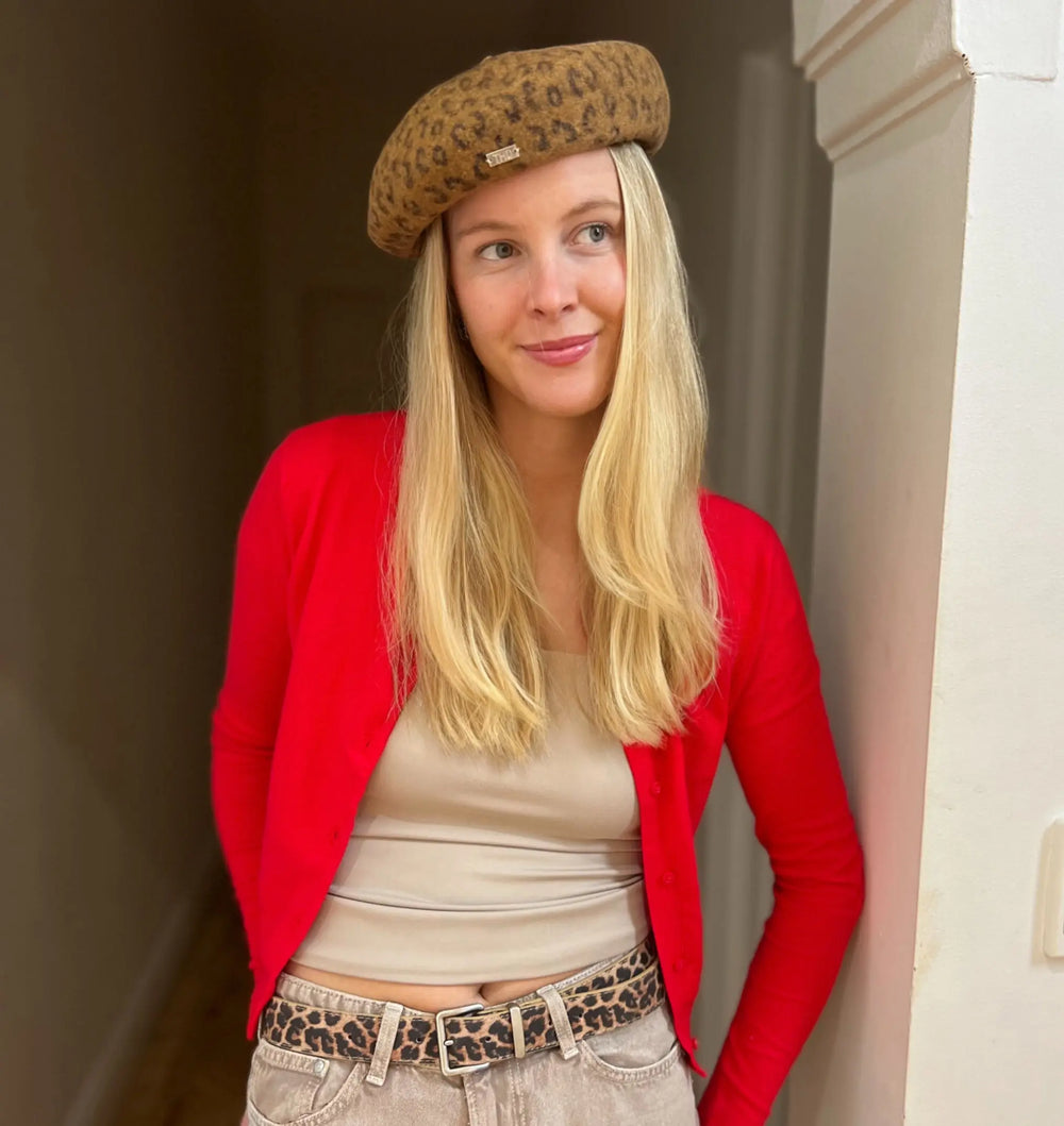 Lille Wool Leopard Beret - Brown