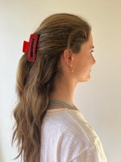 WS - Premium Oversized Acetate Hairclaw - Luscious Red 757953171485