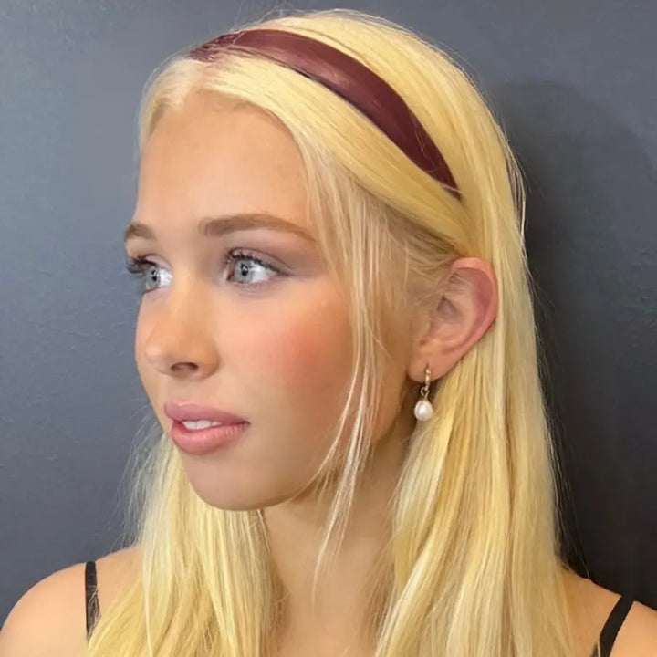 WS Vegan Leather Headband 2.2cm - Wine - Image 1