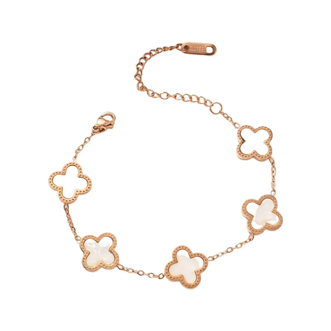 Cross Gold Bracelet with White charms