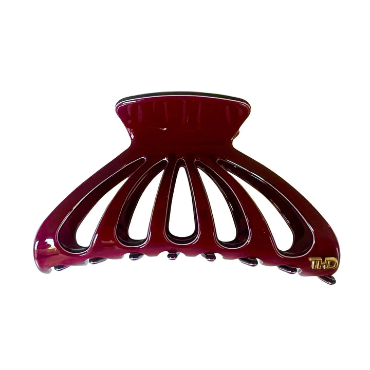 Classic Acetate Cutout  Hair Claw in Wine Red