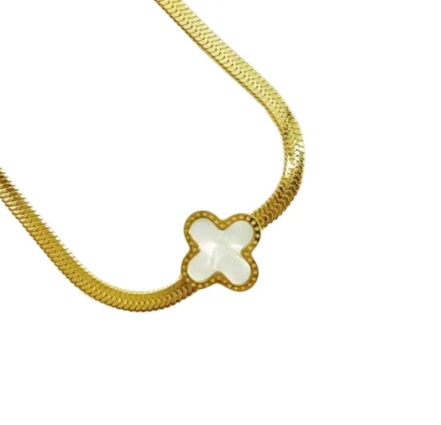 WS- Cross Power Necklace - Gold & White