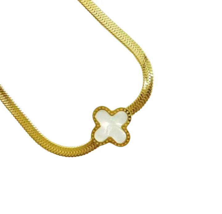 WS- Cross Power Necklace - Gold & White