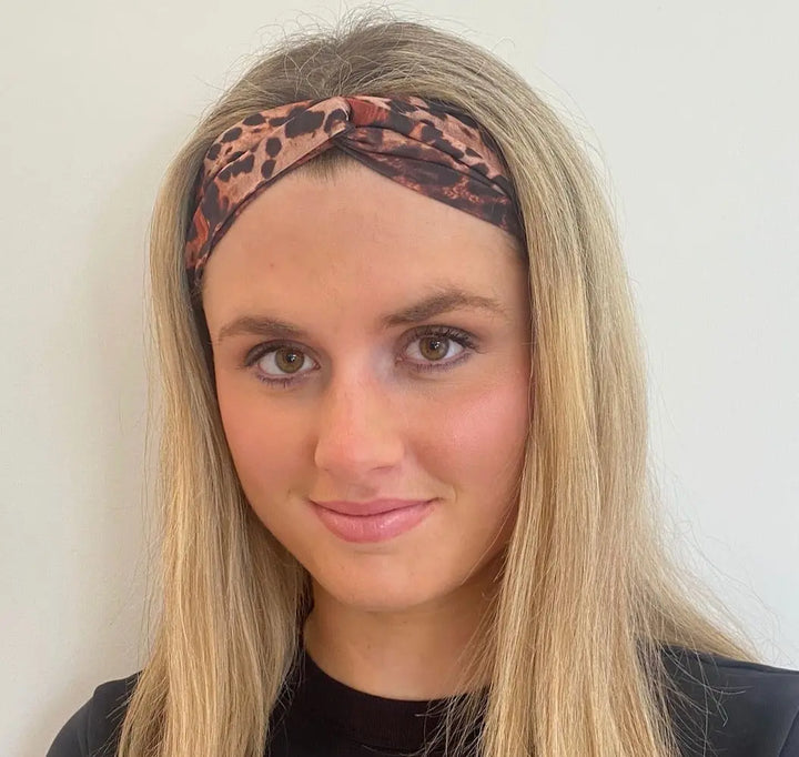 Headband - Satin Elastic Leopard headband