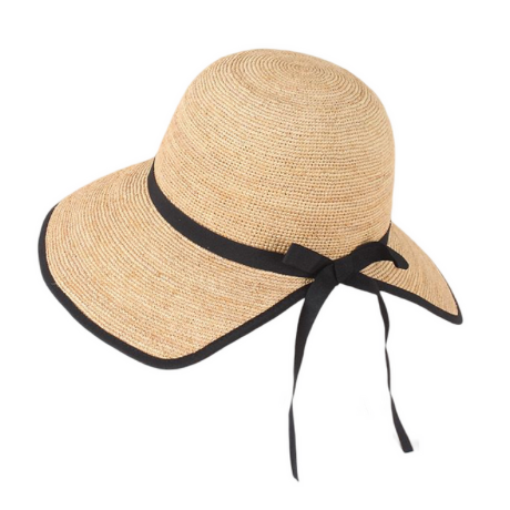 Eleanor Raffia Hat with Black Ribbon