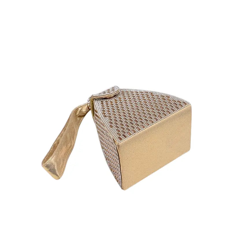 Pyramid Clutch Bag in Gold