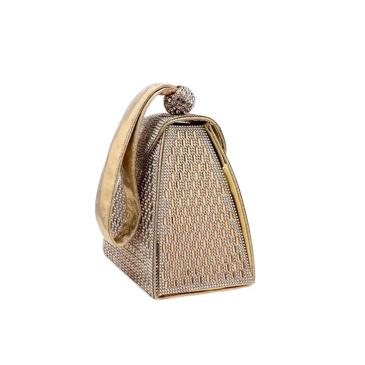 Pyramid Clutch Bag in Gold