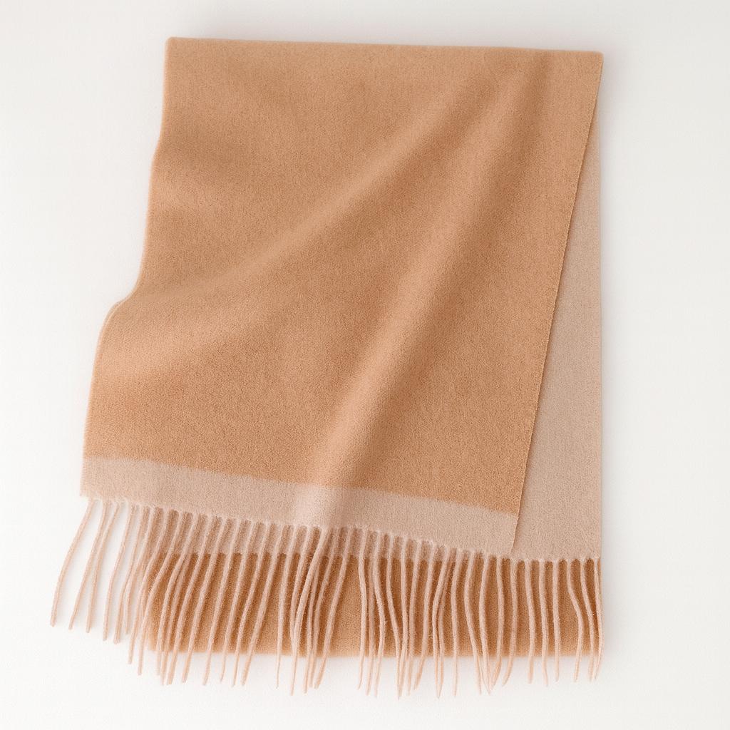 WS - Edge Wool Scarf -Camel/Beige Tania Hird Designs