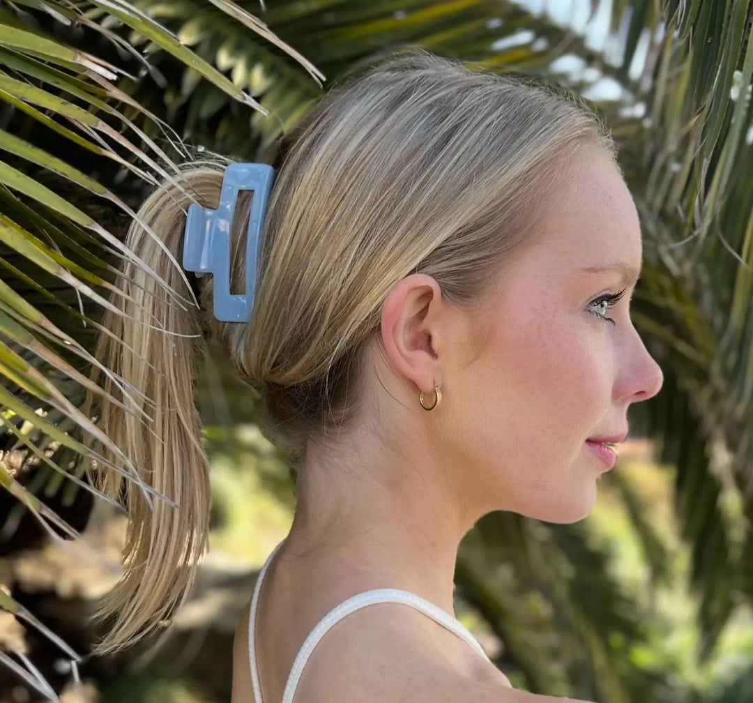 Large Acetate Rectangular Hair Claw Glacier Lake