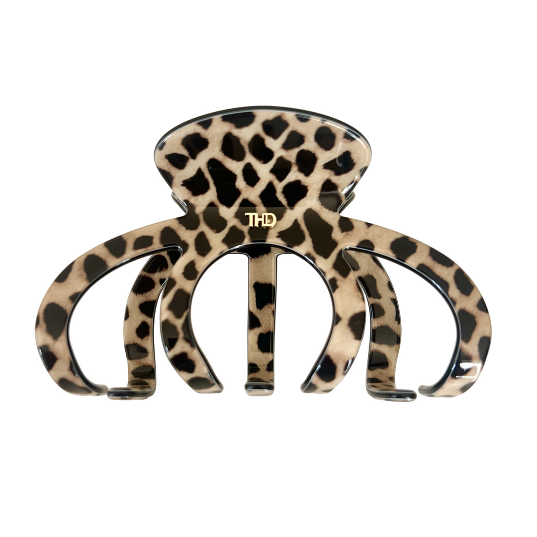 Octopus Acetate Hair Claw in Leopard & Blk Trim