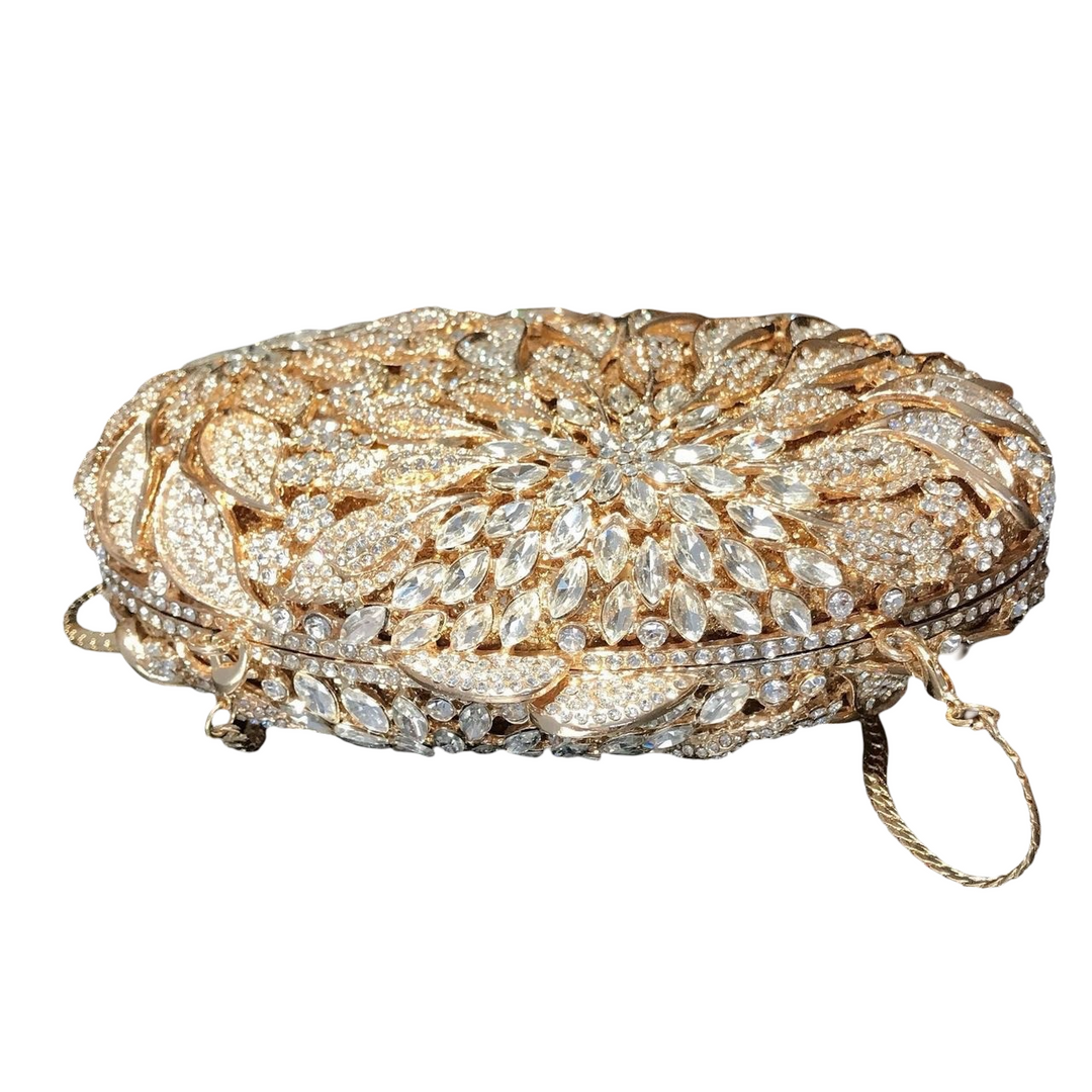 Natalya diamond Gold Clutch Bag