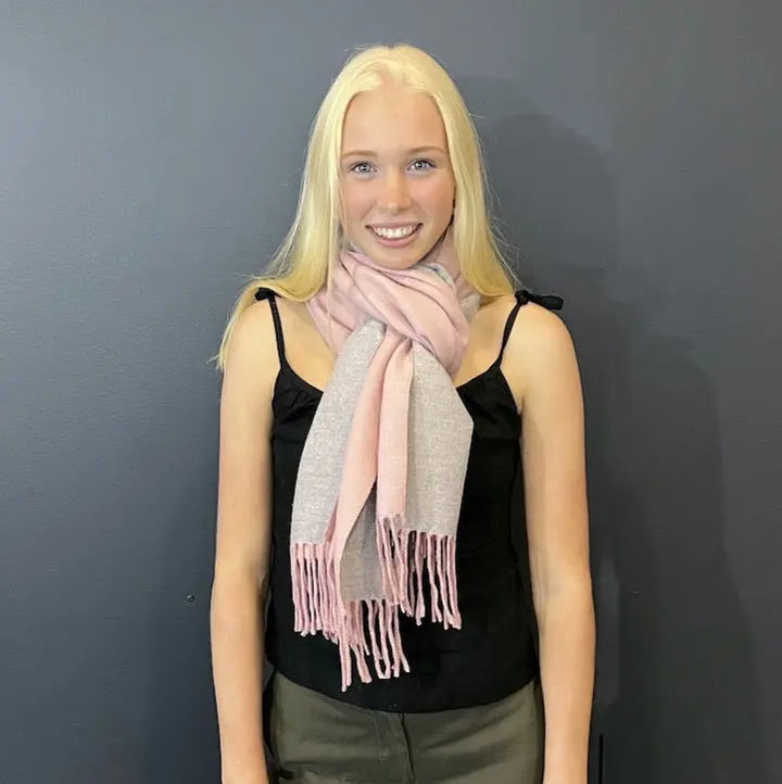 WS Two Tone Scarf - Pink and Grey - Image 1