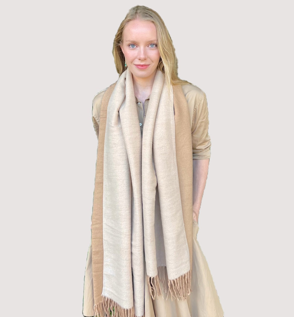 WS Scarf Two Tone -Camel/Beige 746935191108