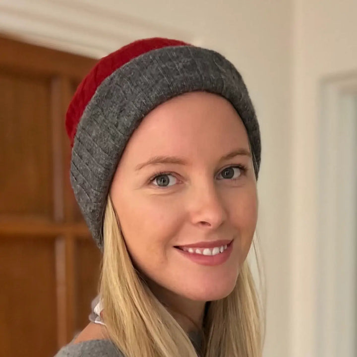 Beanie - Cashmere reversible Wine/Grey