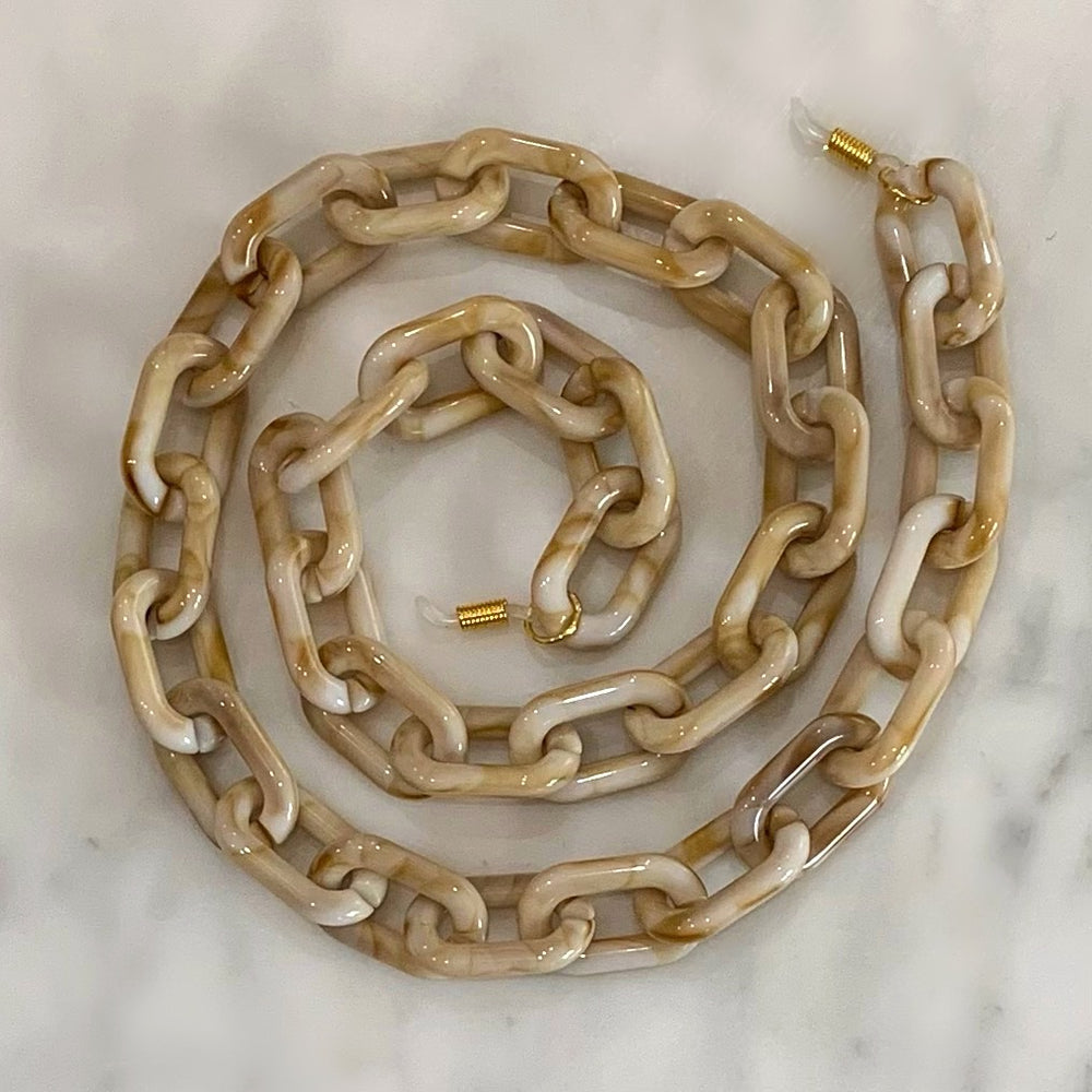 Glasses / Sunglasses Chain oversized retro - White/Brown