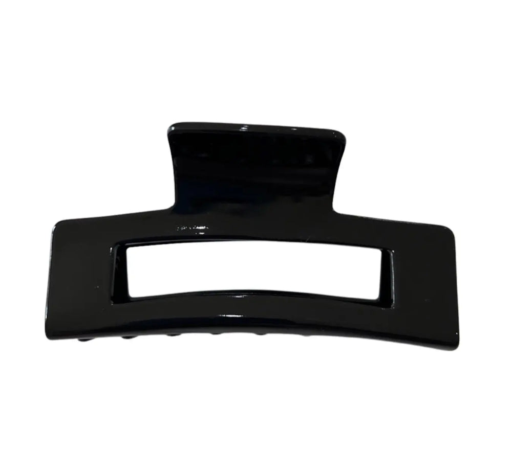 Acetate Large Rectangular Acetate Hair Claw in Black