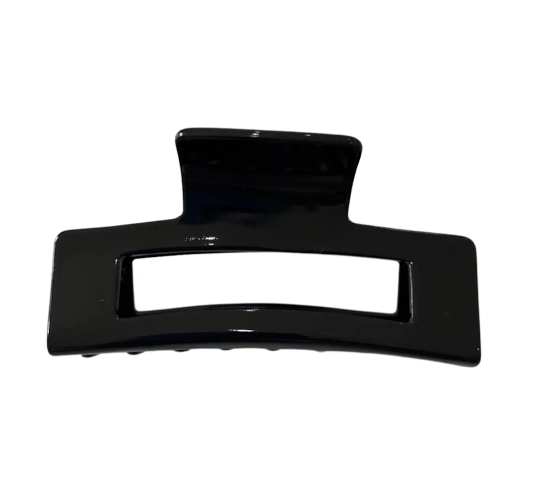 Acetate Large Rectangular Acetate Hair Claw in Black