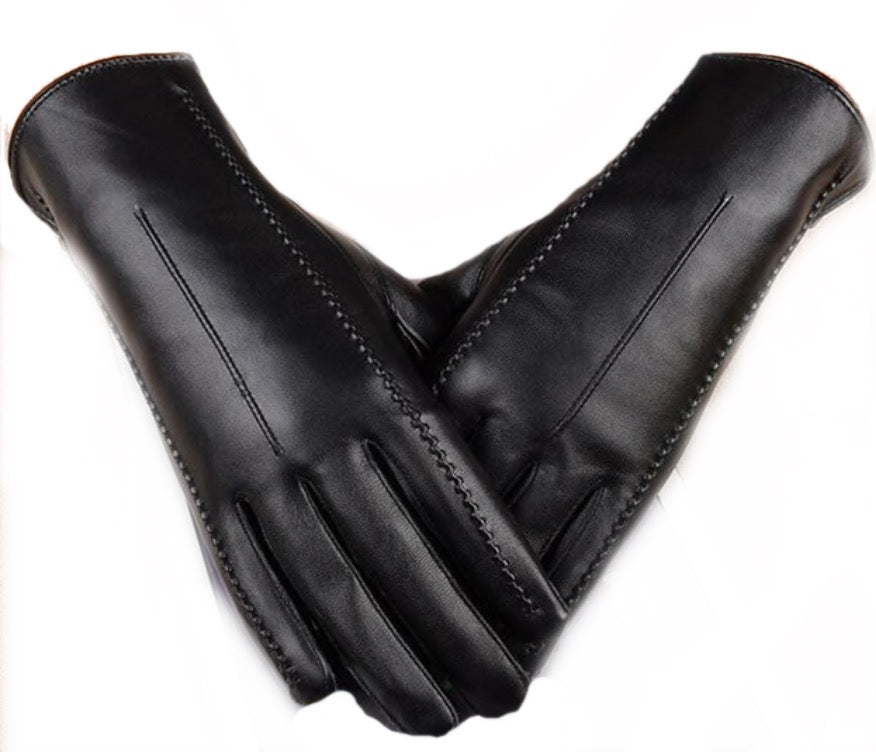 Vegan Leather Touchscreen Gloves- Black