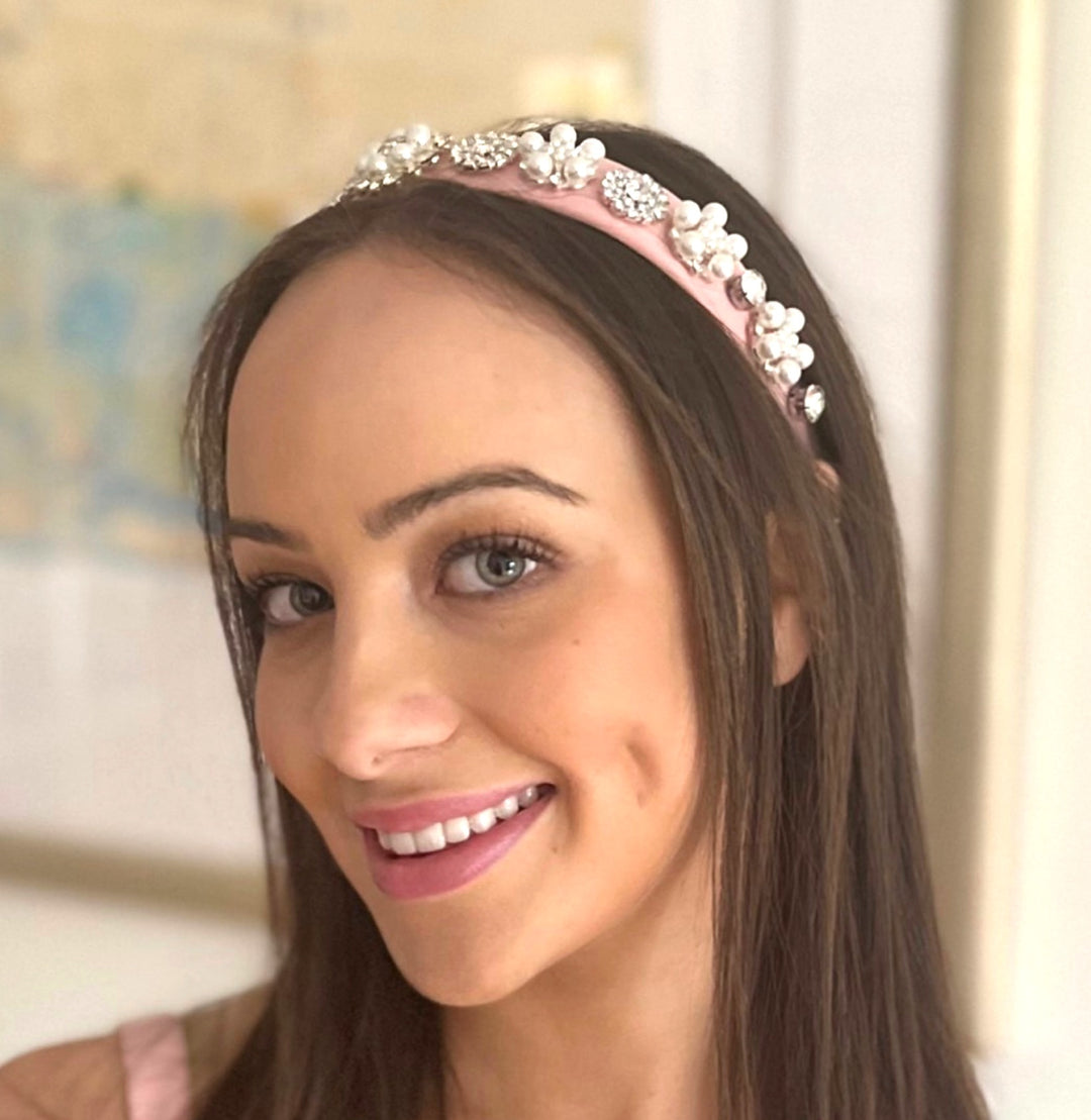 Premium Handmade Chanel Pink Pearl Deco Headband