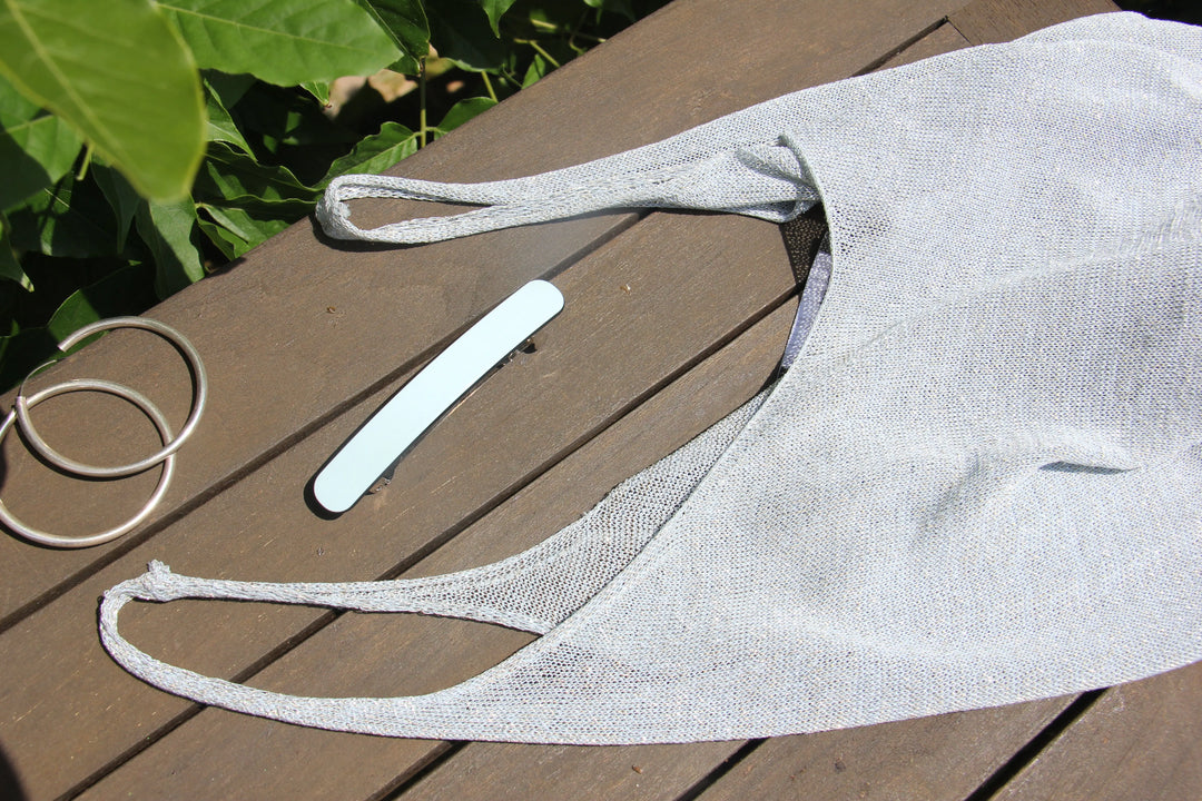 Pastel Blue with black edge acetate barrette- large 9cm