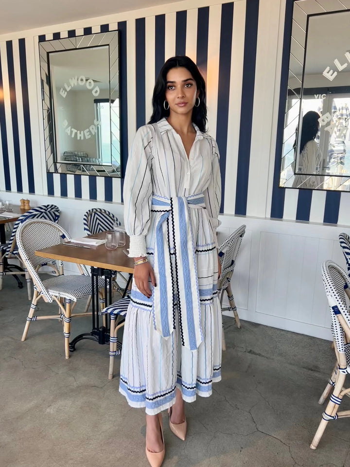 Felicity Linen Embroidered Shirt Dress