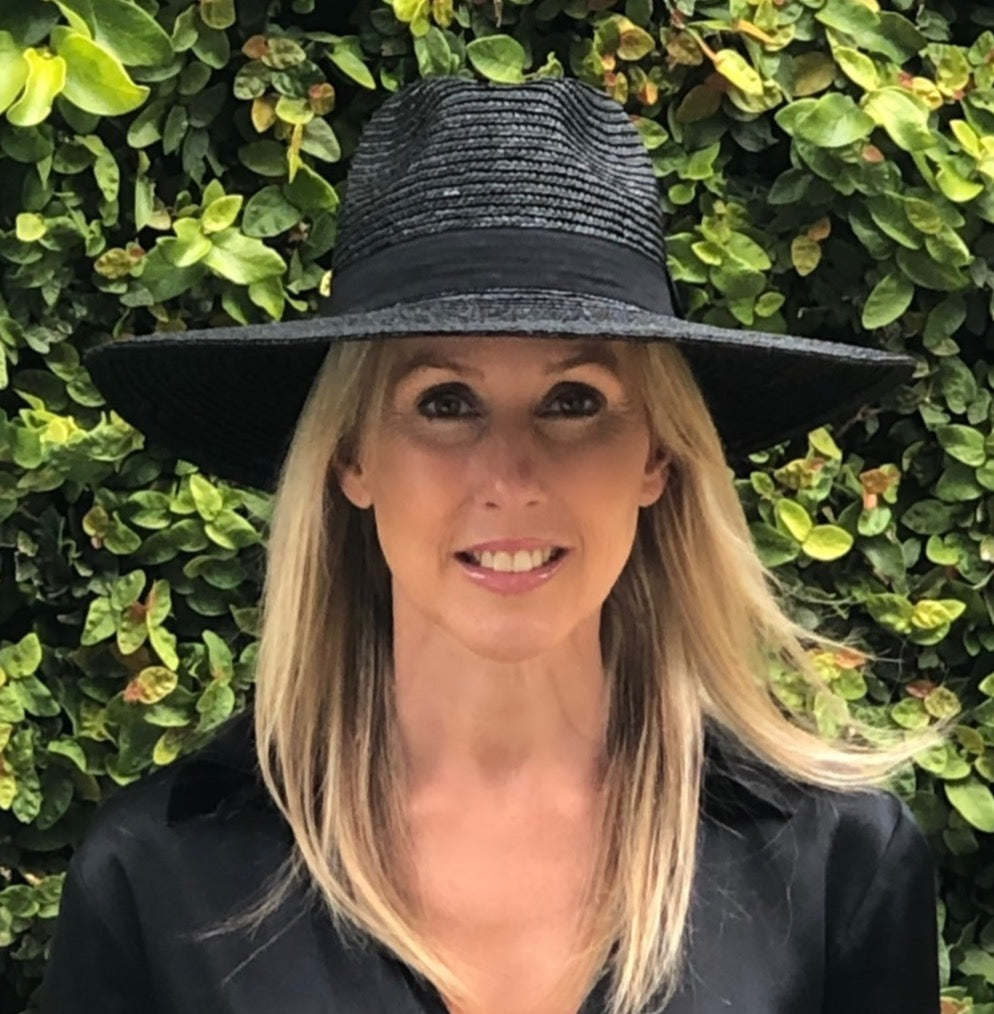 100% Wheat Straw Ultrawide brim Panama in Black  straw