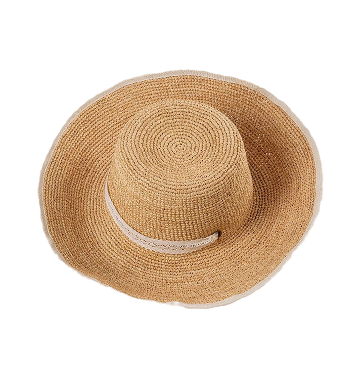 Anne Raffia Hat with cream Lace Bow