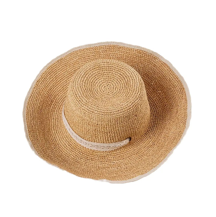 Anne Raffia Hat with cream Lace Bow