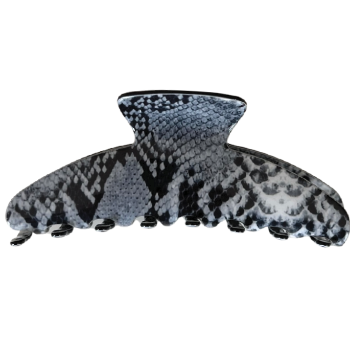 Premium oversized acetate hair claw in Snake Grey