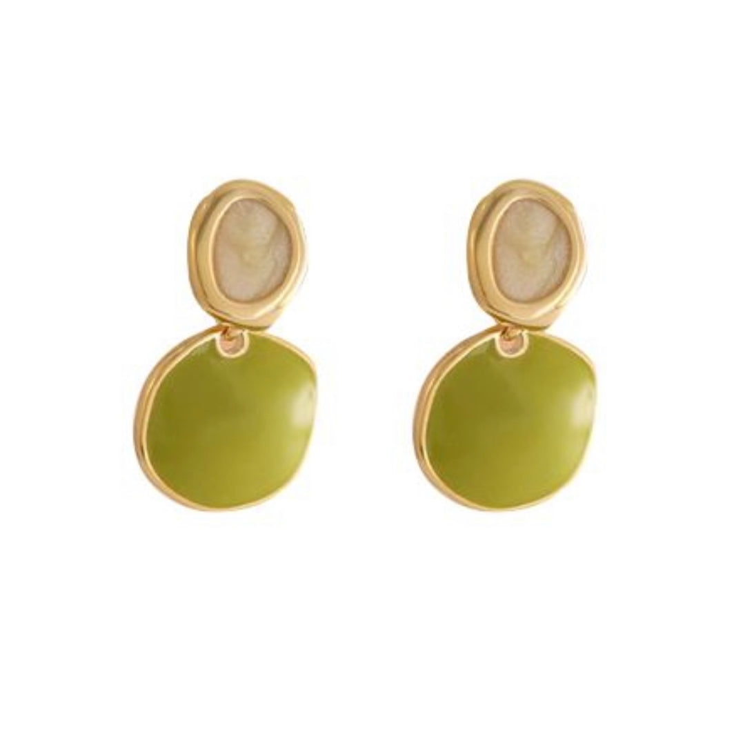 WS Elsie green & white Drop Earrings